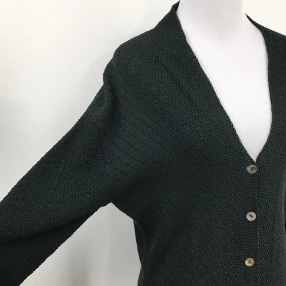 Margaret O Leary Cardigan Womens 2 Green Knit‎ Wool Sweater V Neck Vintage - Picture 10 of 15